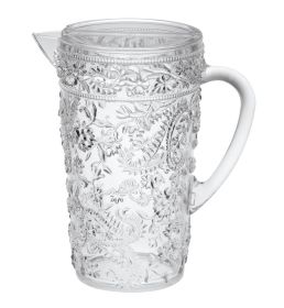 2.5 Quarts Designer Paisley Clear Acrylic Pitcher with Lid, Crystal Clear Break Resistant Premium Acrylic Pitcher for All Purpose BPA Free