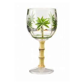 Designer Classic Palm Tree Acrylic Glasses Set of 4 (16oz), Premium Quality Unbreakable Bamboo Stemmed Acrylic Glasses for All Purpose Red or White