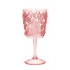 Designer Acrylic Paisley Pink Glasses Set of 4 (13oz), Premium Quality Unbreakable Stemmed Acrylic Glasses for All Purpose Red or White