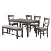 Dasher 6 Piece Wood Dining Set, Grey