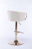 Set of 2 Bar Stools,with Chrome Footrest and Base Swivel Height Adjustable Mechanical Lifting Velvet + Golden Leg Simple Bar Stool-Ivory