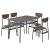 Rectangular Disassembly and Assembly P2 Board Iron Compartment 1 Table 4 Chairs Dining Table and Chair Set Brown