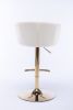 Set of 2 Bar Stools,with Chrome Footrest and Base Swivel Height Adjustable Mechanical Lifting Velvet + Golden Leg Simple Bar Stool-Ivory