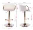 Set of 2 Bar Stools,with Chrome Footrest and Base Swivel Height Adjustable Mechanical Lifting Velvet + Golden Leg Simple Bar Stool-Ivory