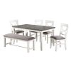 Carrol 6 Piece Wood Dining Set, White and Grey
