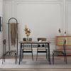 Rectangular Disassembly and Assembly P2 Board Iron Compartment 1 Table 4 Chairs Dining Table and Chair Set Brown