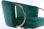 Set of 2 Bar Stools,with Chrome Footrest and Base Swivel Height Adjustable Mechanical Lifting Velvet + Golden Leg Simple Bar Stool-Green