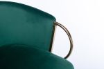Set of 2 Bar Stools,with Chrome Footrest and Base Swivel Height Adjustable Mechanical Lifting Velvet + Golden Leg Simple Bar Stool-Green