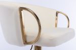 Set of 2 Bar Stools,with Chrome Footrest and Base Swivel Height Adjustable Mechanical Lifting Velvet + Golden Leg Simple Bar Stool-Ivory