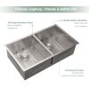 32x18 Undermount Double Bowl Kitchen Sink 50/50 18 Gauge Stainless Steel Offset Drain with 9 Inch Deep Double Bowl Sink