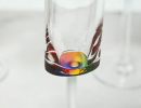 Designer Acrylic Oval Halo Rainbow Flutes Set of 4 (4oz), Premium Quality Unbreakable Stemmed Acrylic Flutes for All s
