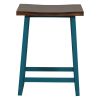 TOPMAX Rustic Counter Height 5-Piece Dining Set, Wood Console Table Set with 4 Stools for Small Places,Walnut+Blue