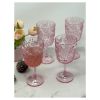 Designer Acrylic Paisley Pink Glasses Set of 4 (13oz), Premium Quality Unbreakable Stemmed Acrylic Glasses for All Purpose Red or White