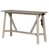 TREXM Multipurpose Home Kitchen Dining Bar Table Set with 3 Upholstered Stools(Natural Wood Wash)