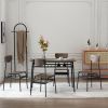 Rectangular Disassembly and Assembly P2 Board Iron Compartment 1 Table 4 Chairs Dining Table and Chair Set Brown