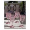 Designer Acrylic Paisley Pink Glasses Set of 4 (13oz), Premium Quality Unbreakable Stemmed Acrylic Glasses for All Purpose Red or White