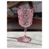 Designer Acrylic Paisley Pink Glasses Set of 4 (13oz), Premium Quality Unbreakable Stemmed Acrylic Glasses for All Purpose Red or White