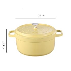 Household Ceramic Thickened Double Ear Stewpot (Option: Yellow 24cm)
